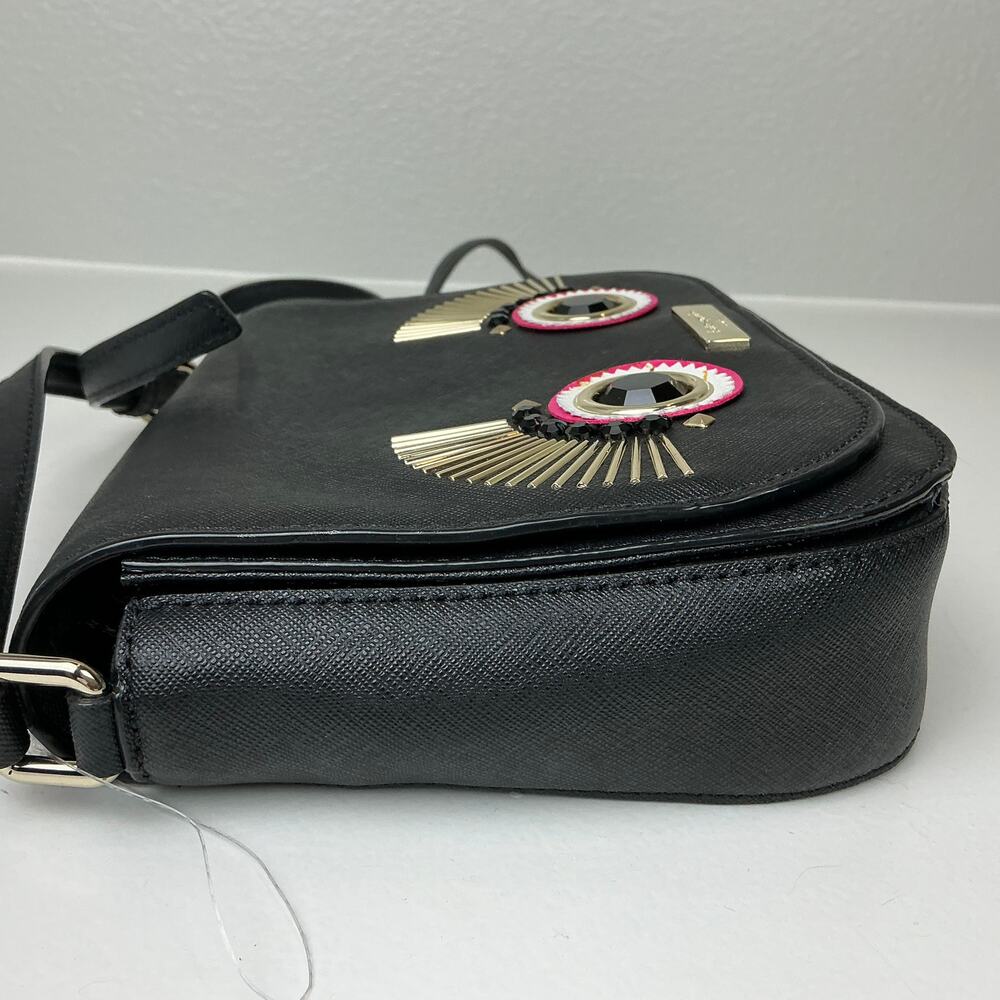 Kate Spade Purse Black Textured Leather Monster Face Crossbody Handbag Carsen - Picture 5 of 10